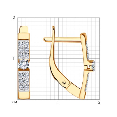 Серьги из красного золота с фианитами