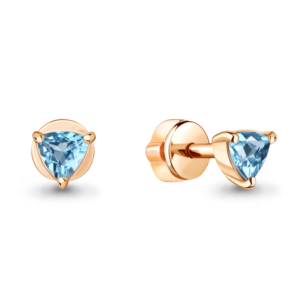 Серьги пусеты из красного золота с топазами