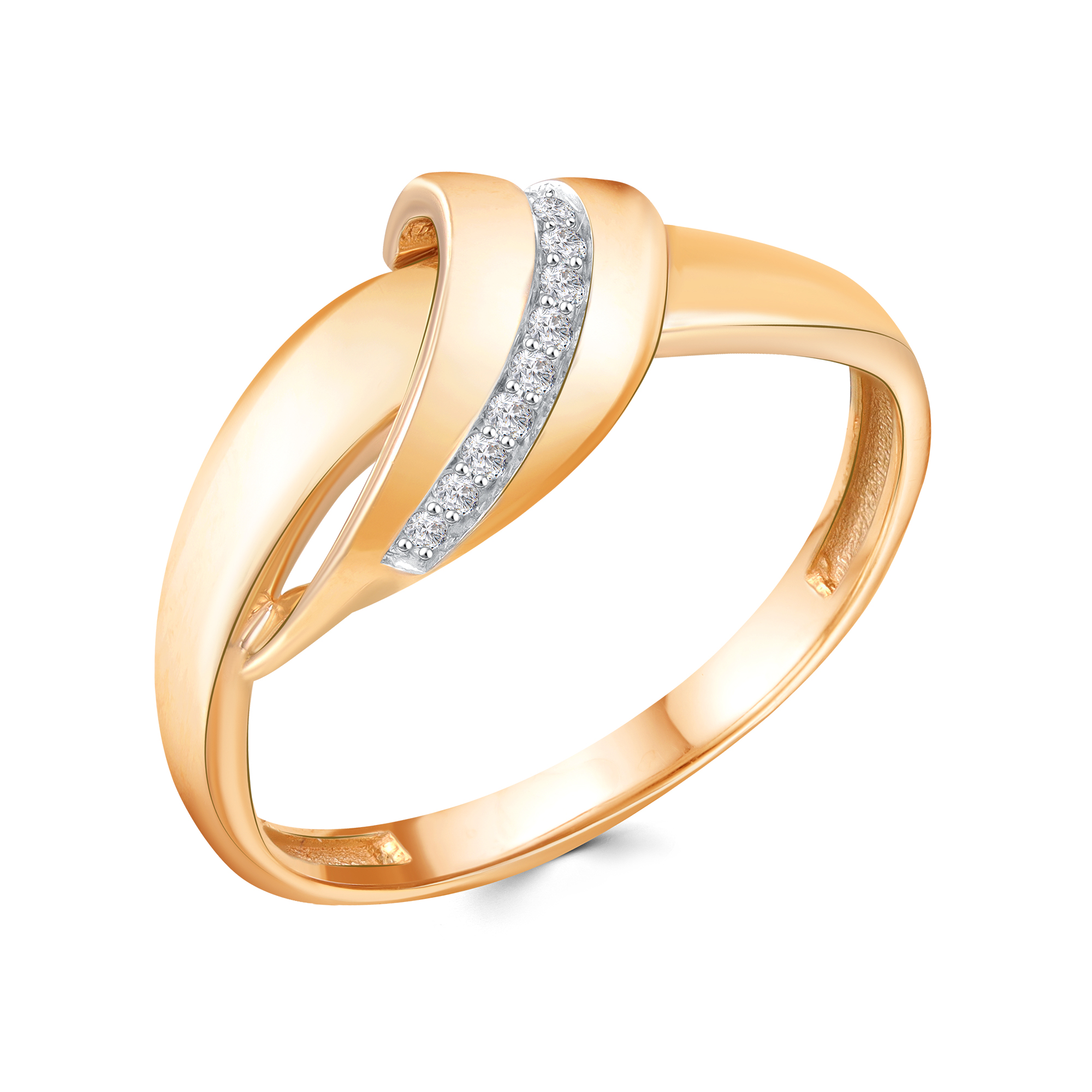 Кольцо из красного золота с фианитами