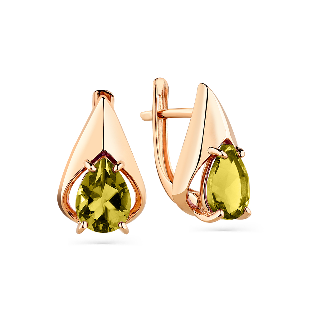 Серьги из красного золота с султанитами