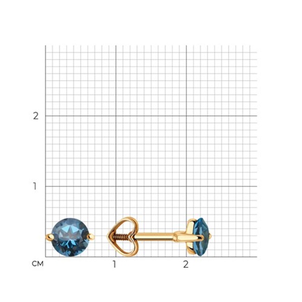Серьги пусеты из красного золота с топазами