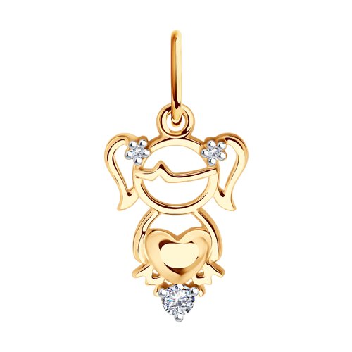 Подвеска из красного золота 585 пробы с фианитами