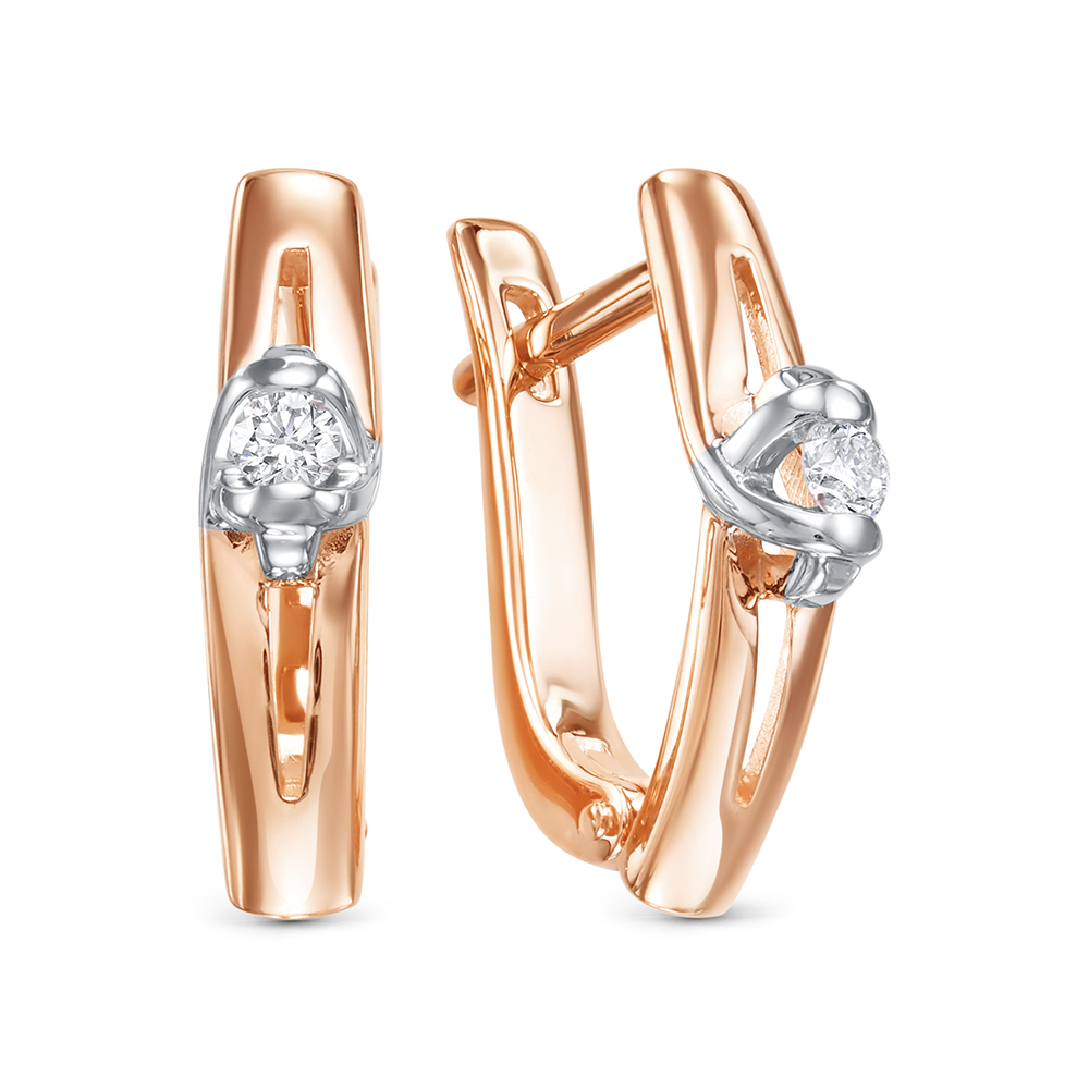 Серьги из красного золота с бриллиантами