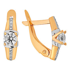 Серьги из красного золота с фианитами