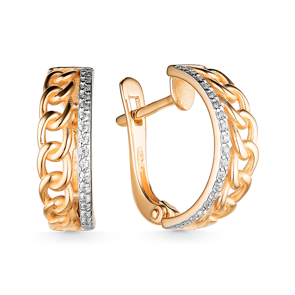 Серьги из красного золота с фианитами