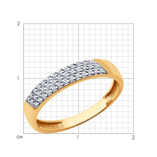 Кольцо из красного золота с фианитами