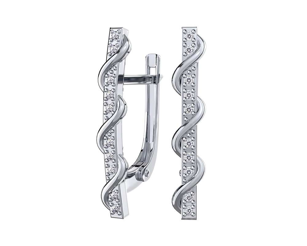 Серьги из серебра с фианитами