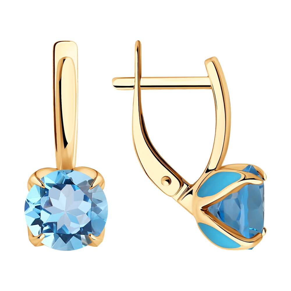 Серьги из красного золота с топазами