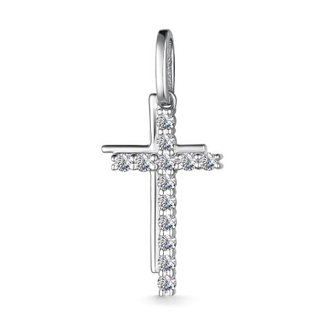 Декоративный крестик из белого золота с бриллиантами