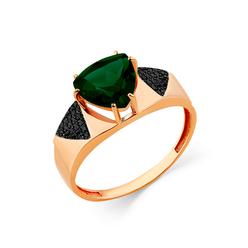 Кольцо из красного золота с турмалином и фианитами