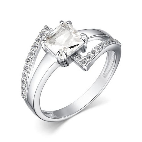 Кольцо из серебра с горным хрусталем и фианитами