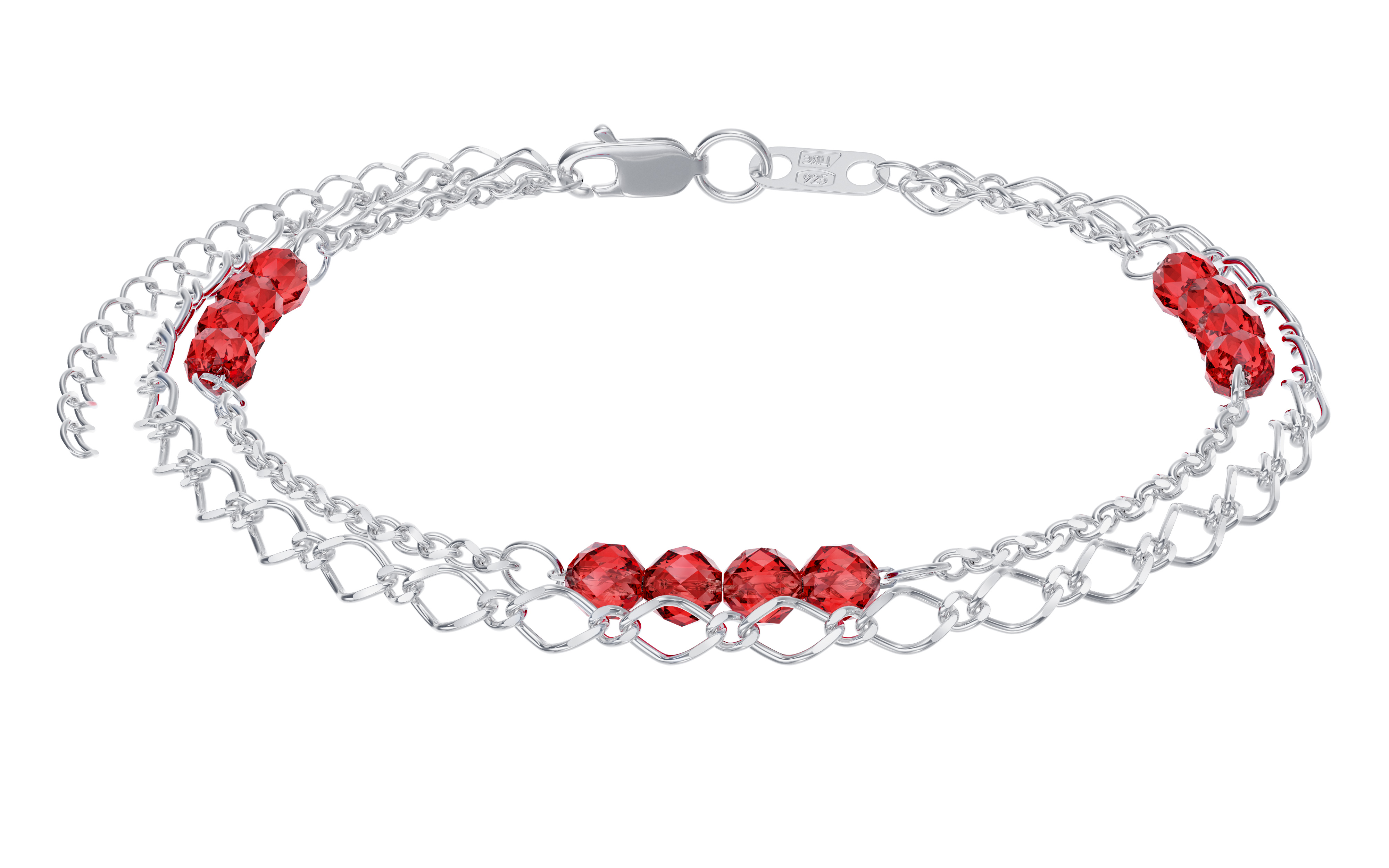 Браслет из серебра с гранатами