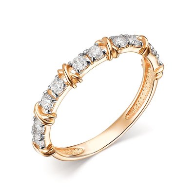 Кольцо из красного золота с фианитами