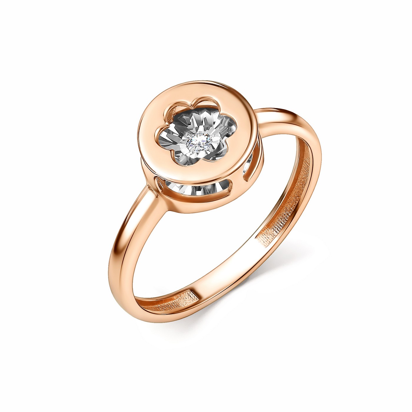 Кольцо из красного золота с танцующим бриллиантом