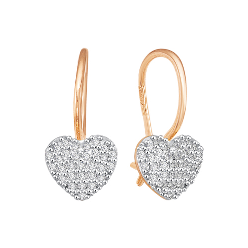 Серьги из красного золота с фианитами