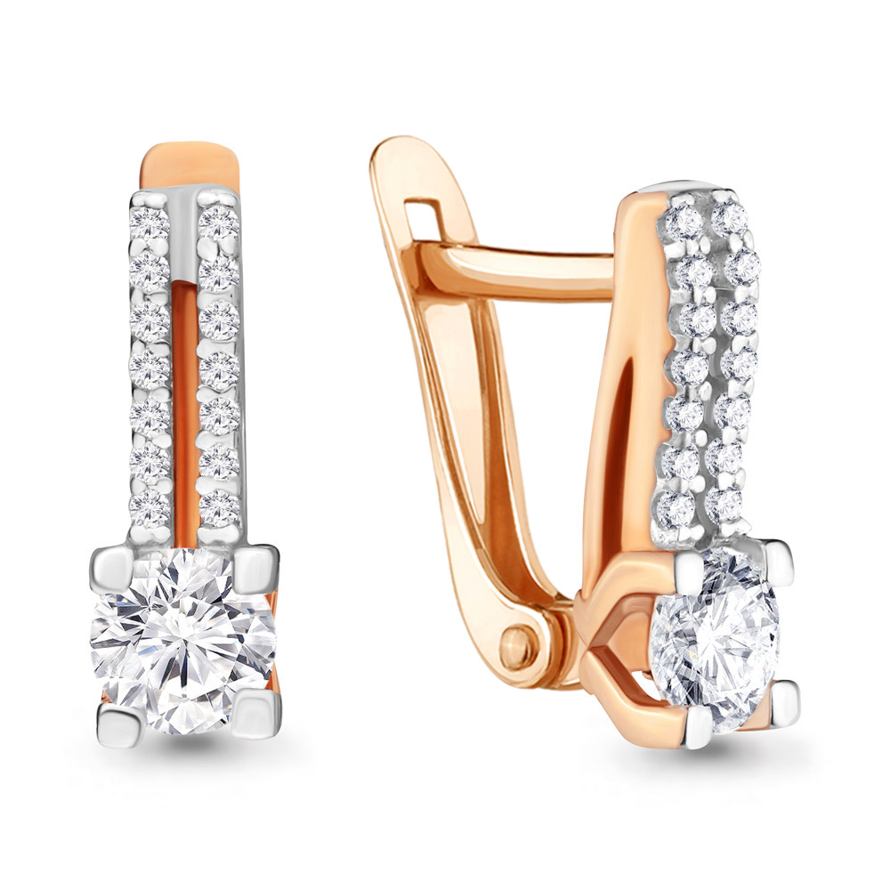 Серьги из красного золота с фианитами