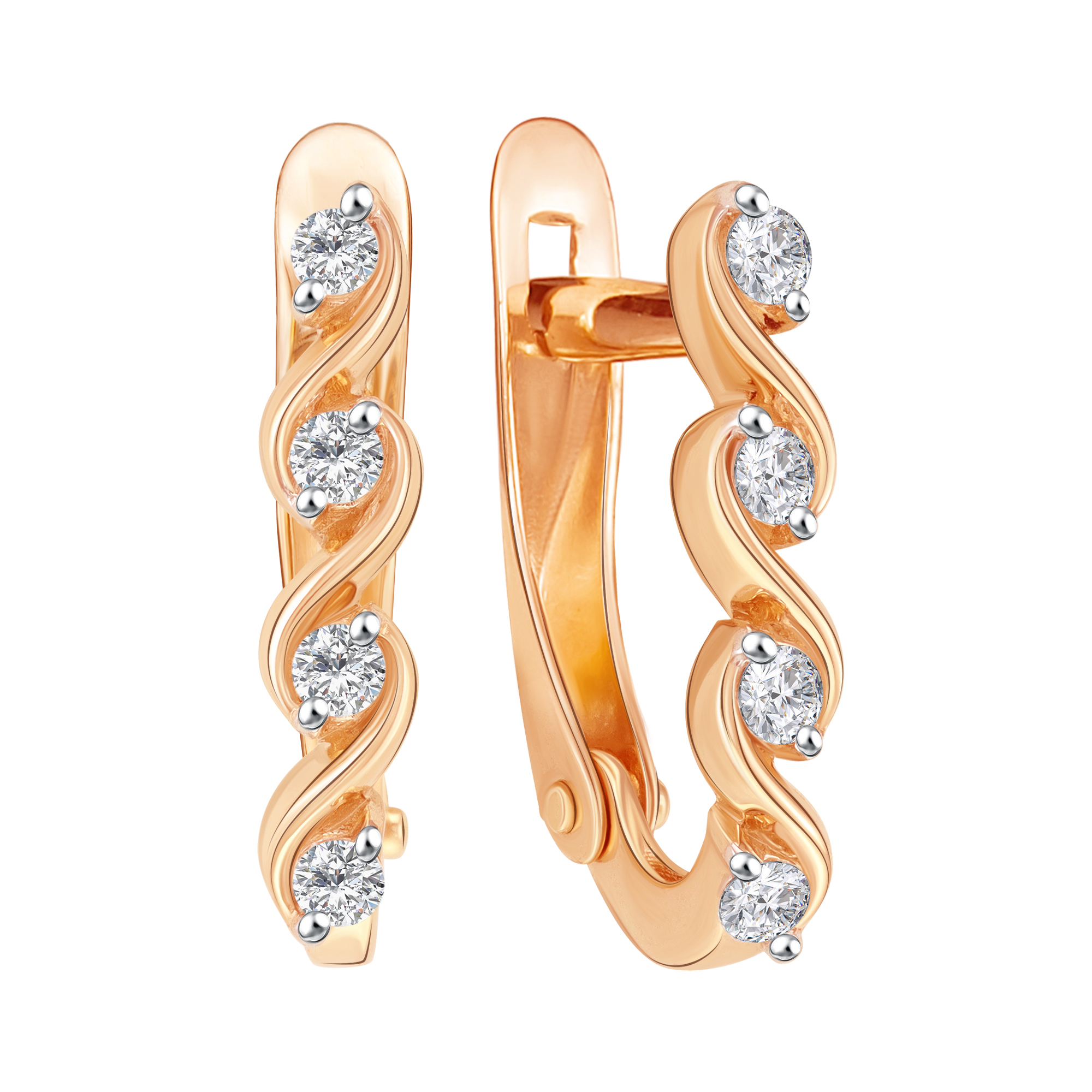 Серьги из красного золота с фианитами