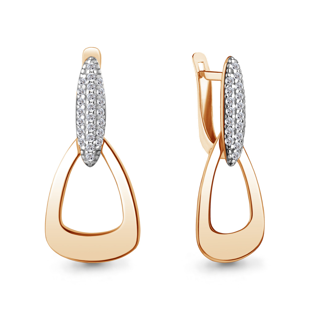 Серьги из красного золота с фианитами