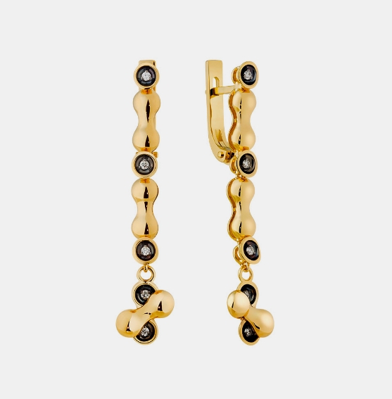 Серьги из желтого золота с бриллиантами