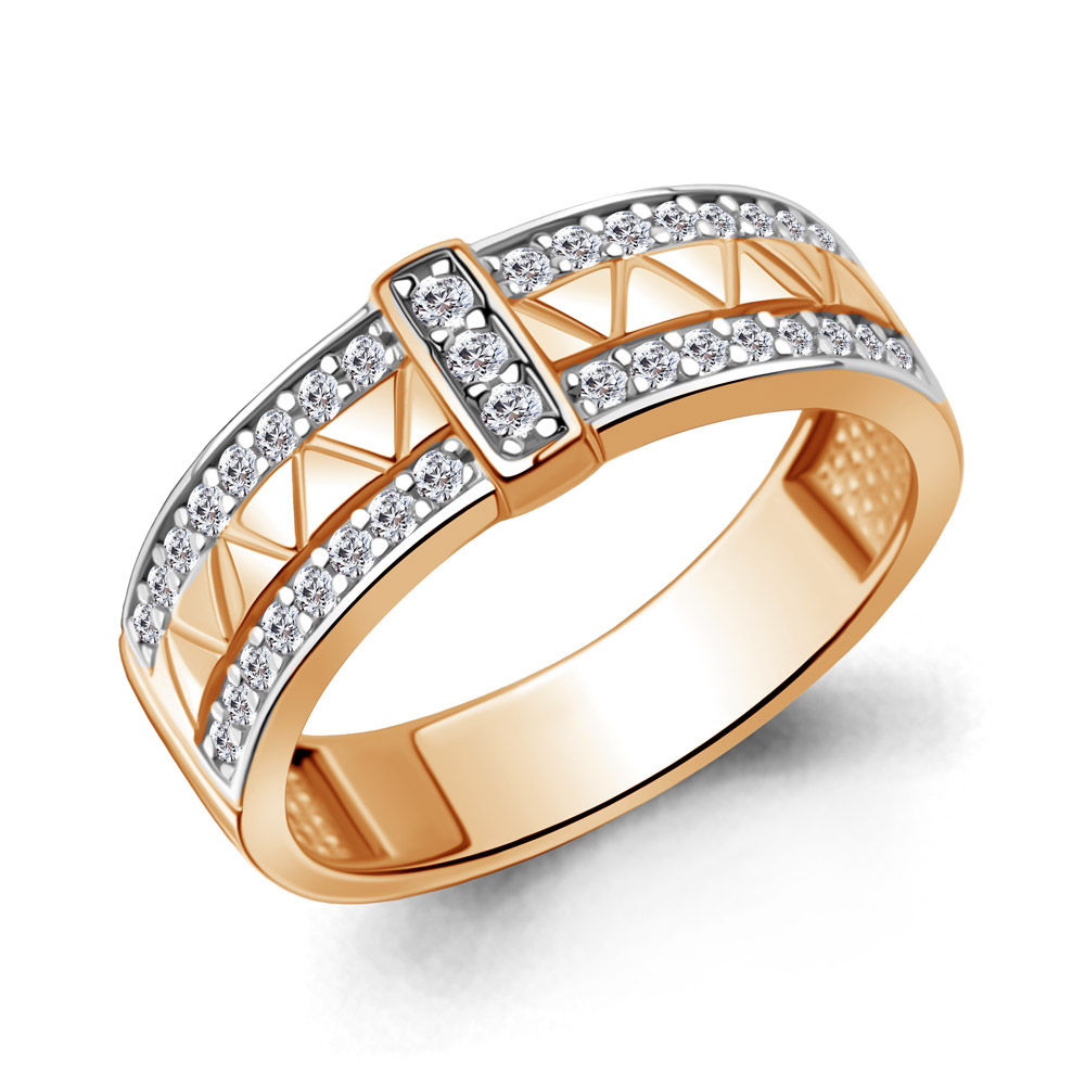 Кольцо из красного золота с фианитами