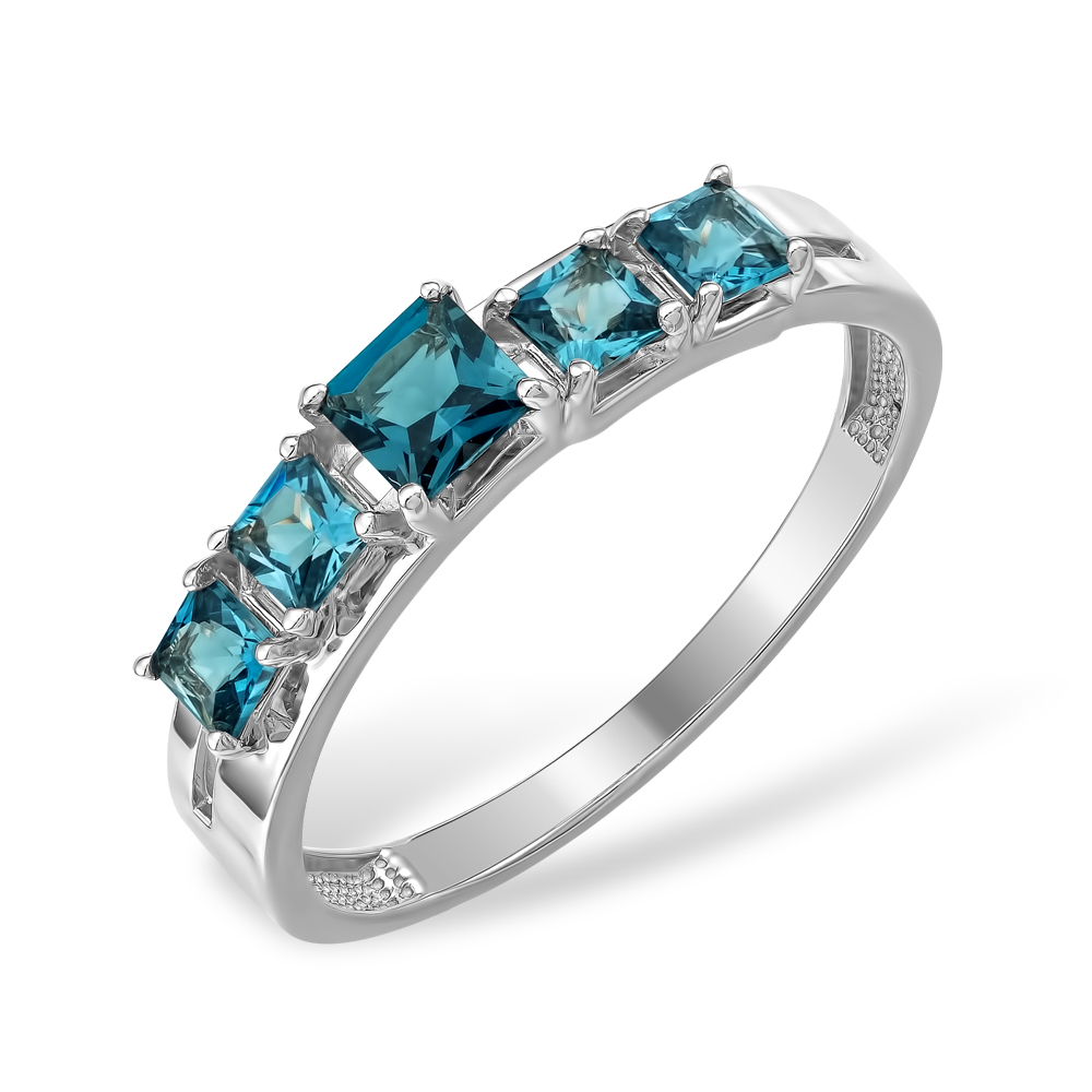 Кольцо из белого золота с гидротермальными рубинами