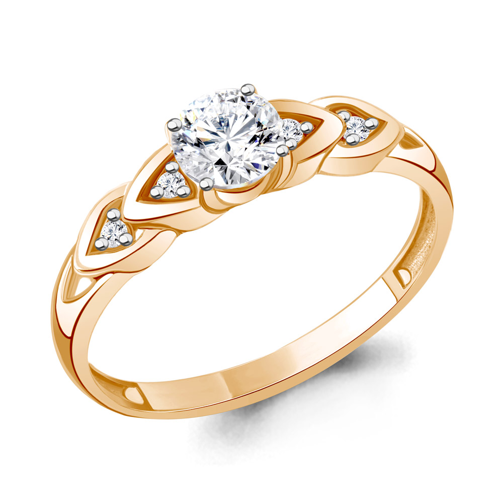 Кольцо из красного золота с фианитами