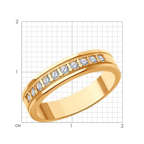 Кольцо из красного золота с фианитами