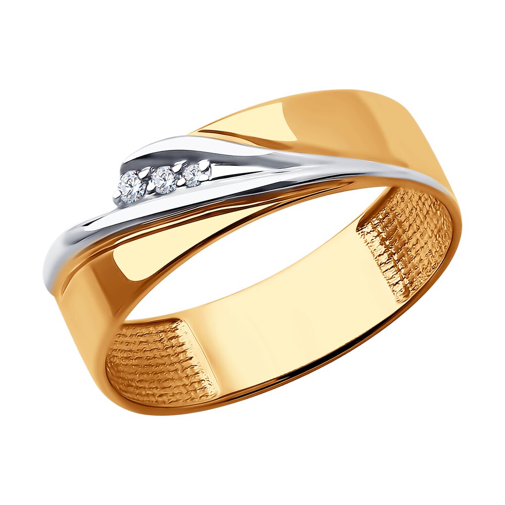 Кольцо из красного золота с фианитами