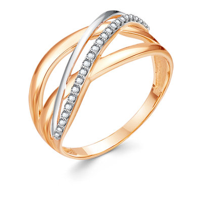 Кольцо из красного золота с фианитами