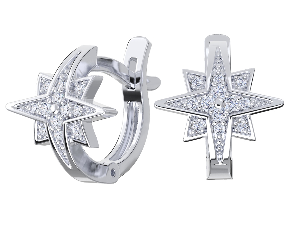 Серьги из серебра с фианитами