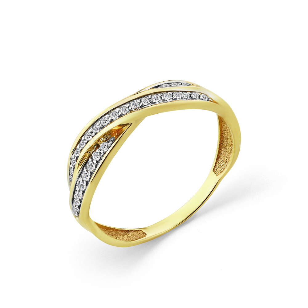 Кольцо из желтого золота с фианитами