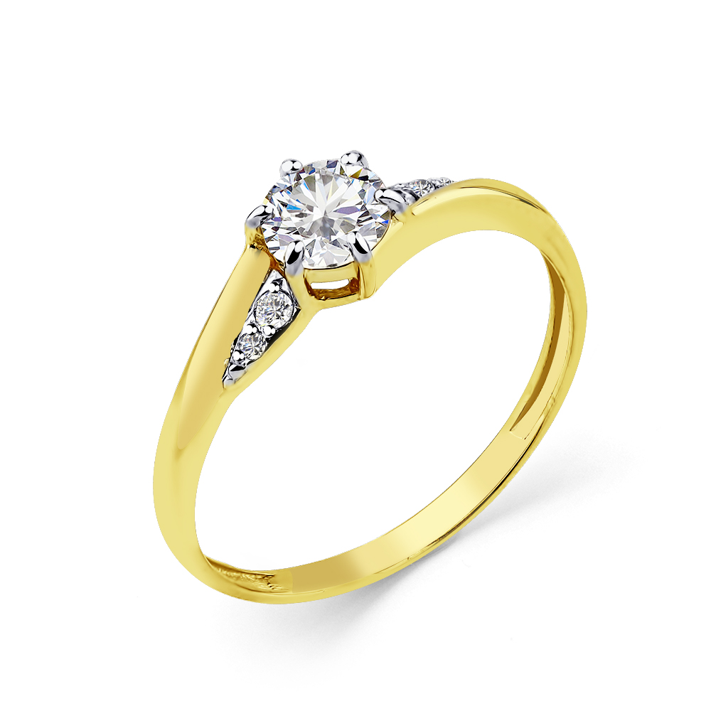 Кольцо из желтого золота с фианитами