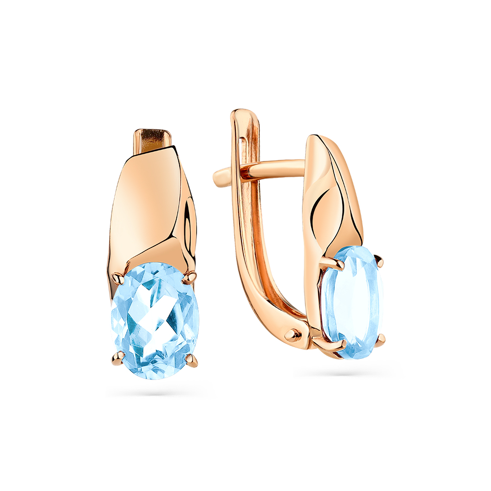 Серьги из красного золота с топазами