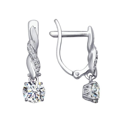 Серьги из белого золота с фианитами