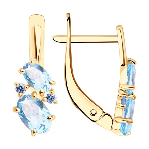 Серьги из красного золота с топазами и фианитами