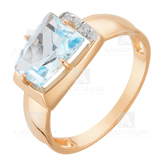 Кольцо из красного золота с аметистом и фианитами