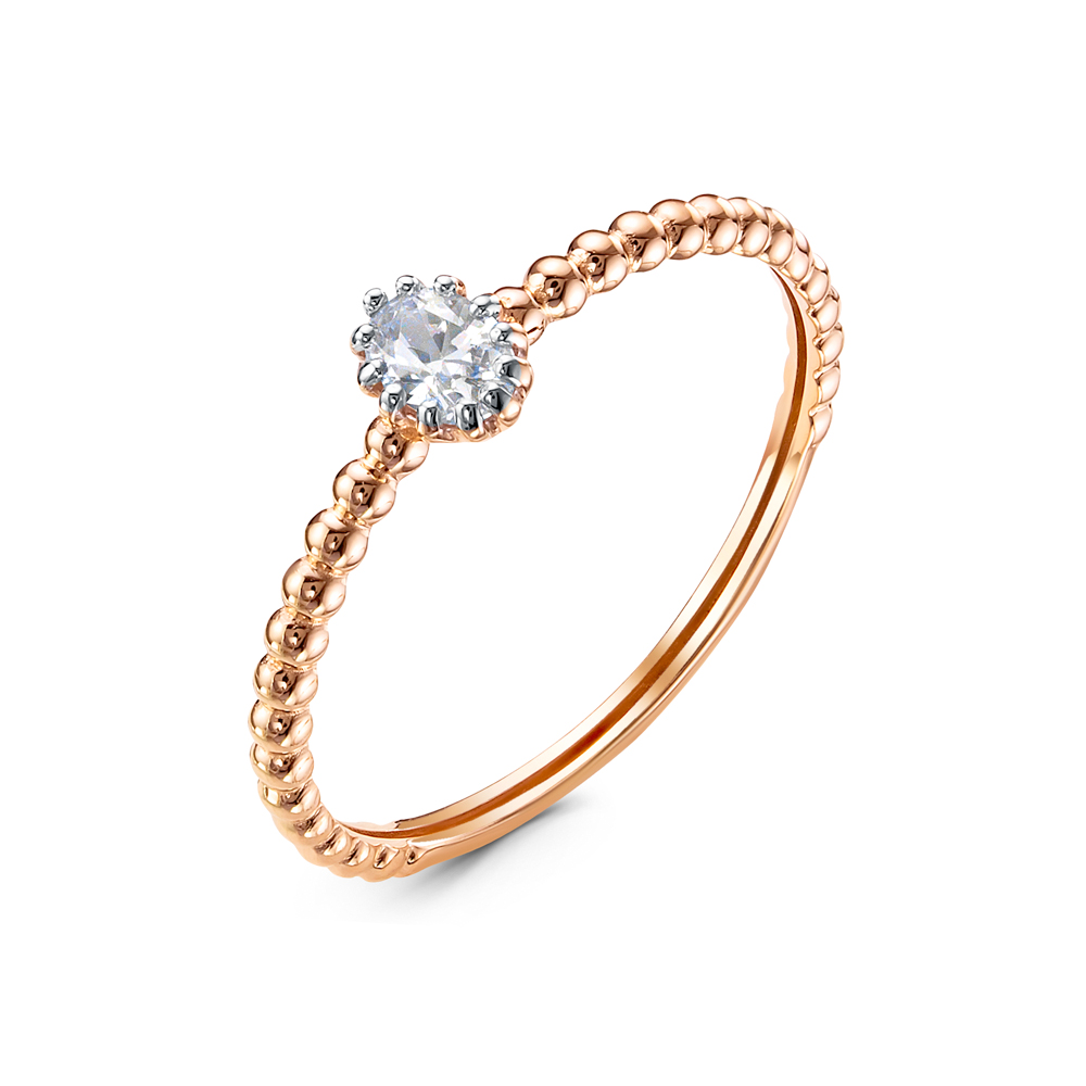 Кольцо из красного золота с фианитом