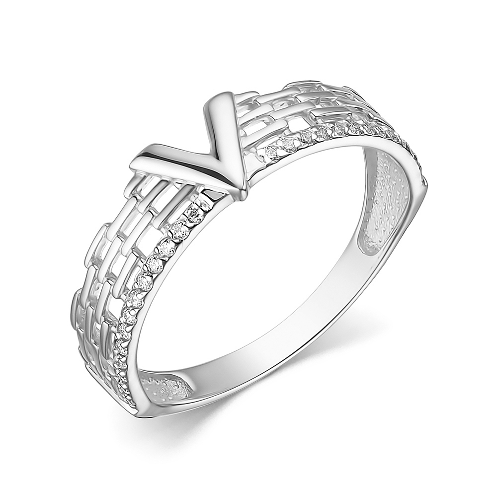 Кольцо из белого золота с фианитами