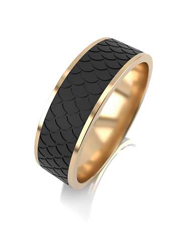 Обручальное кольцо из красного золота с карбоном