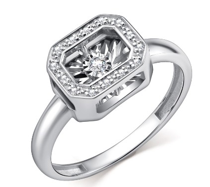 Кольцо из белого золота с танцующим бриллиантом