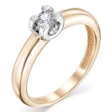 Кольцо из красного золота с бриллиантом