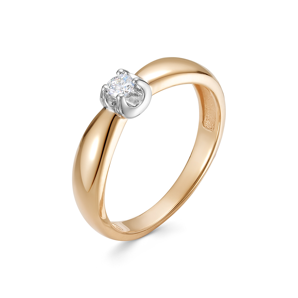 Кольцо из красного золота с бриллиантом