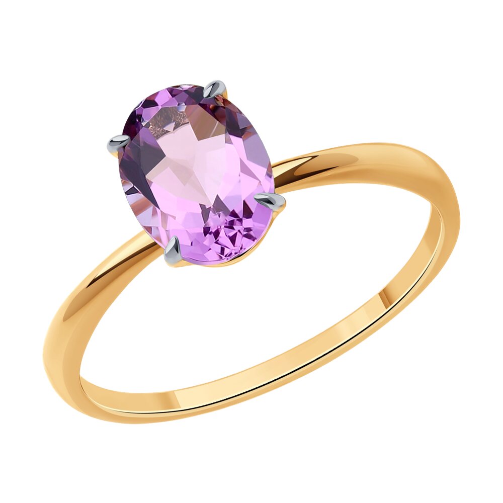 Кольцо из красного золота с аметистом