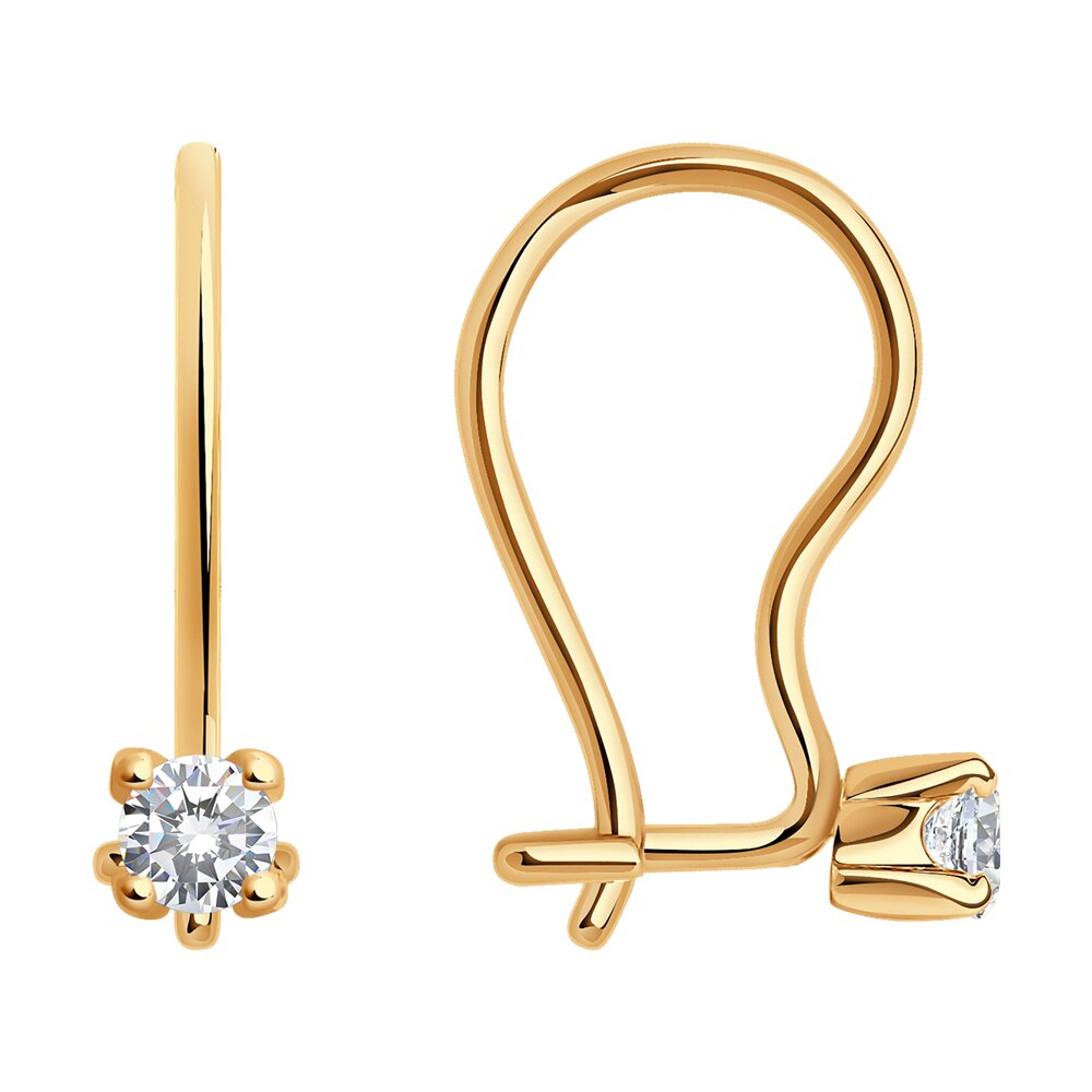 Серьги из красного золота 585 пробы с фианитами