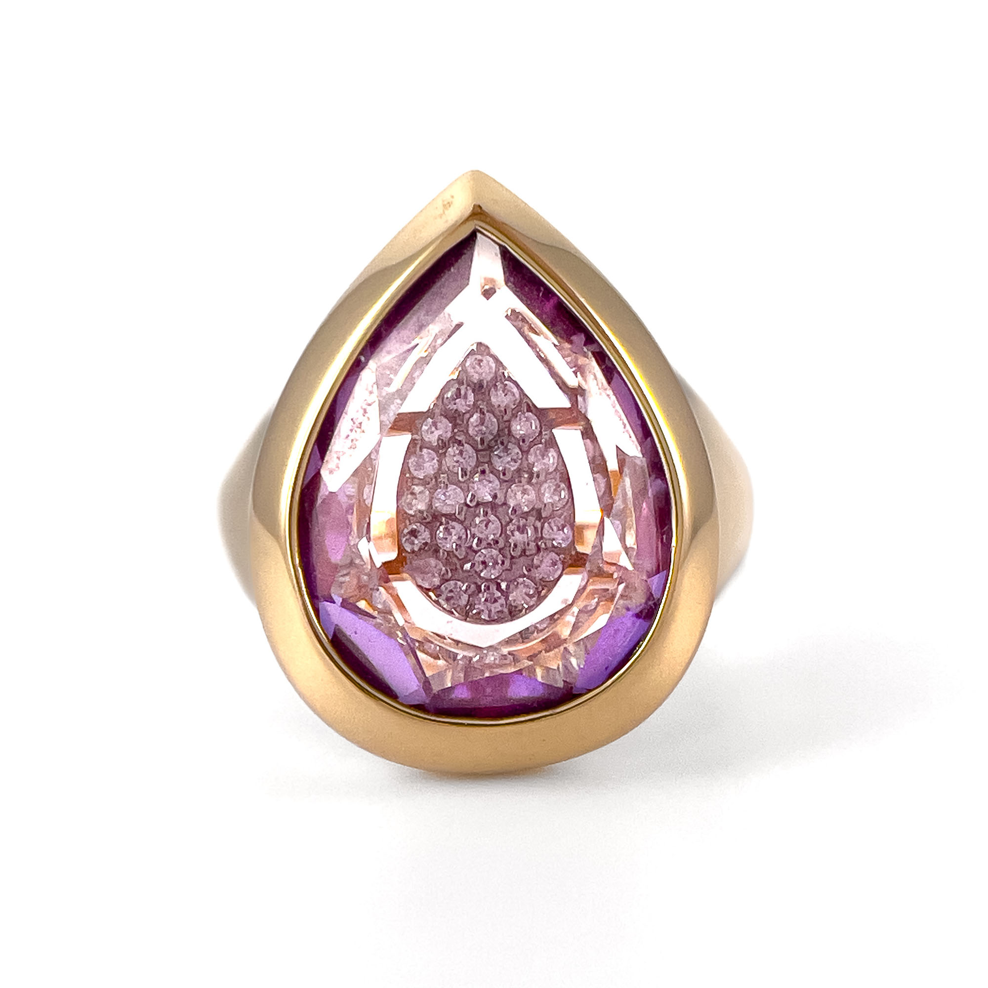 Кольцо из золота с аметрином и фианитами