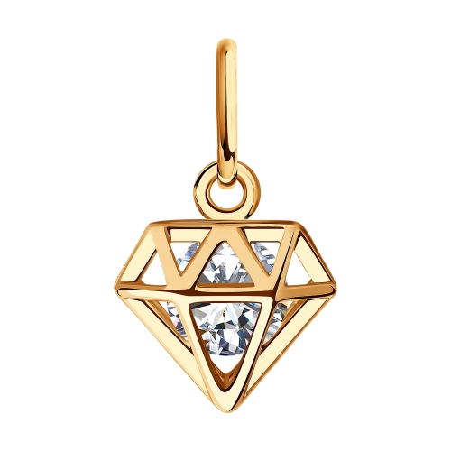 Подвеска из красного золота с фианитом