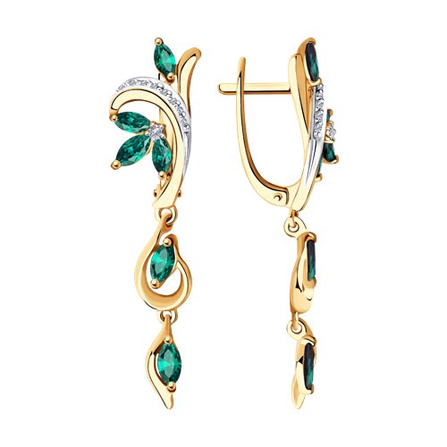 Серьги из красного золота с изумрудами и бриллиантами