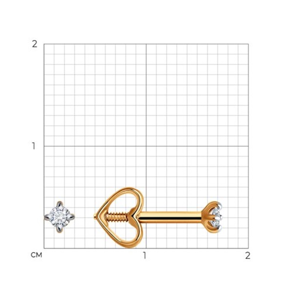 Серьги пусеты из красного золота с бриллиантами