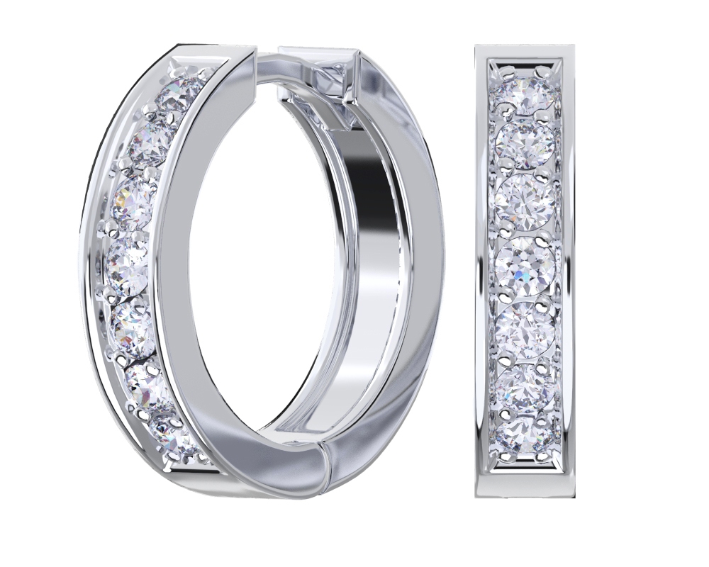 Серьги конго из серебра с фианитами