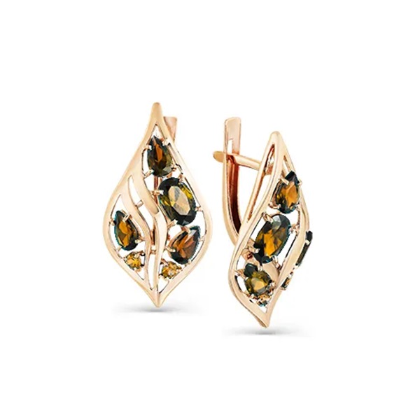 Серьги из красного золота с султанитами